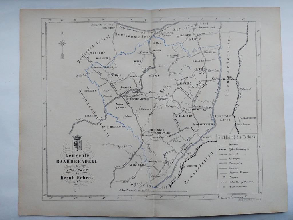 8 / Baarderadeel Friesland Zeldzame litho uit 1861, Ophalen of Verzenden