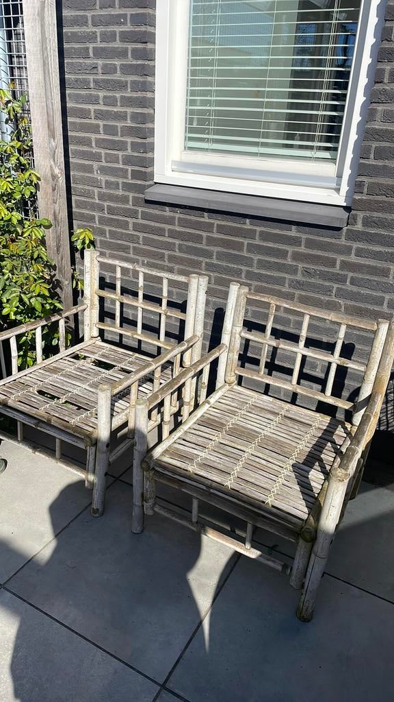 Bamboe fauteuils, 2 zitplaatsen, Overige materialen, Ophalen of Verzenden, Zo goed als nieuw