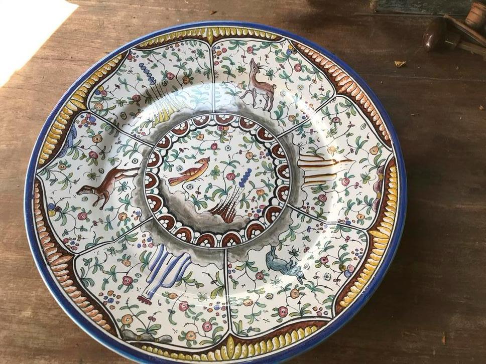 Grote Portugese schaal, Huis en Inrichting, Woonaccessoires | Schalen en Manden, Ophalen, Zo goed als nieuw, Rond, Glas