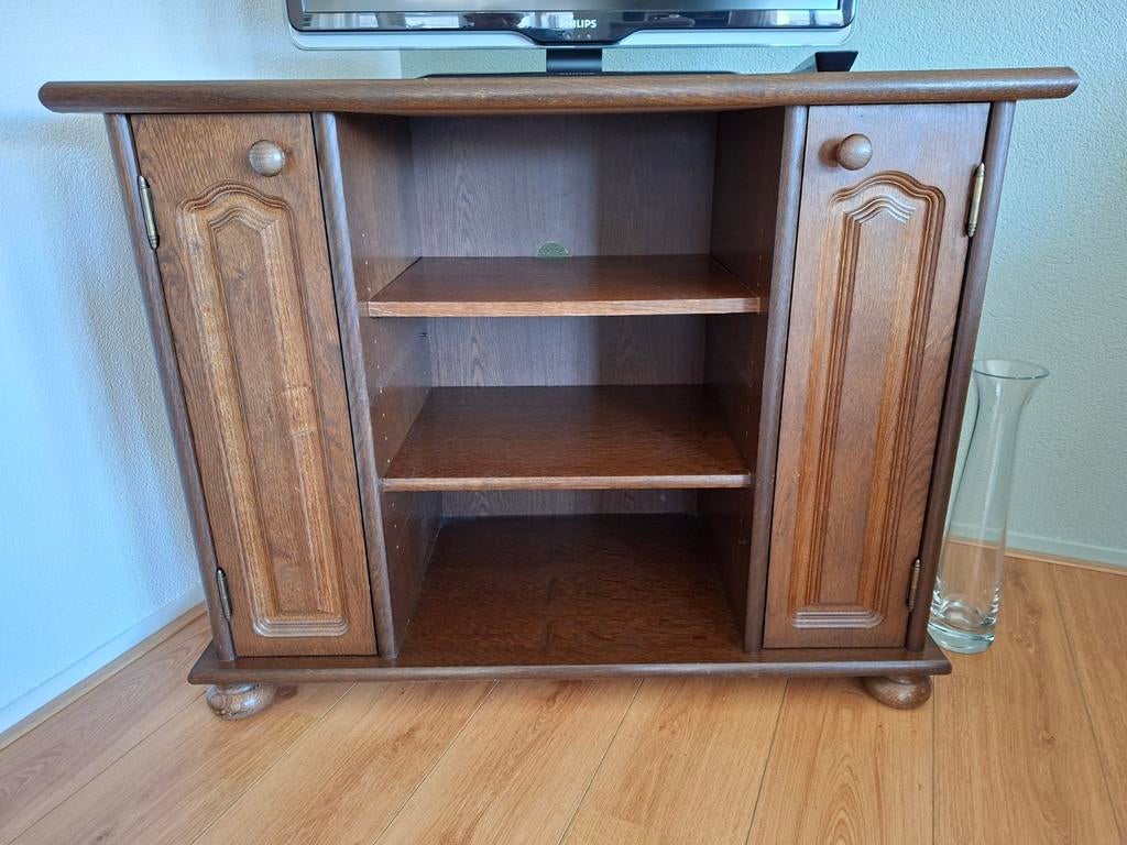 Eiken TV meubel, Huis en Inrichting, Kasten | Televisiemeubels, Ophalen, Gebruikt, 100 tot 150 cm, Eikenhout