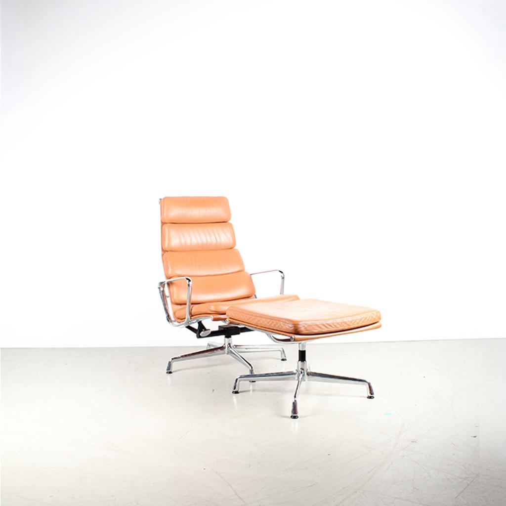 1x Vitra Eames Set EA 222 + 223 Soft Pad Cognac – Chroom, Niet ingevuld, Niet ingevuld, Nieuw, Ophalen of Verzenden