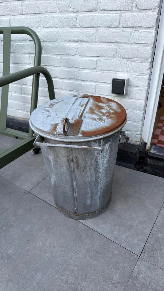 Zinken prullenbak Schiedam, Huis en Inrichting, Ophalen, Minder dan 50 cm