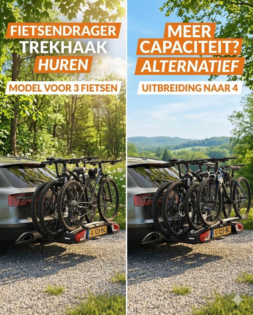 Fietsendrager 4 fietsen huren – Thule Velospace XT3, Auto diversen, Fietsendragers, Ophalen, 3 fietsen of meer, Elektrische fiets
