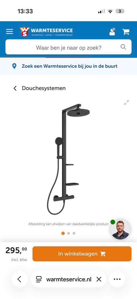 Stortdouche zwart van Warmteservice - Nieuw in doos, Ophalen, Nieuw, Douche