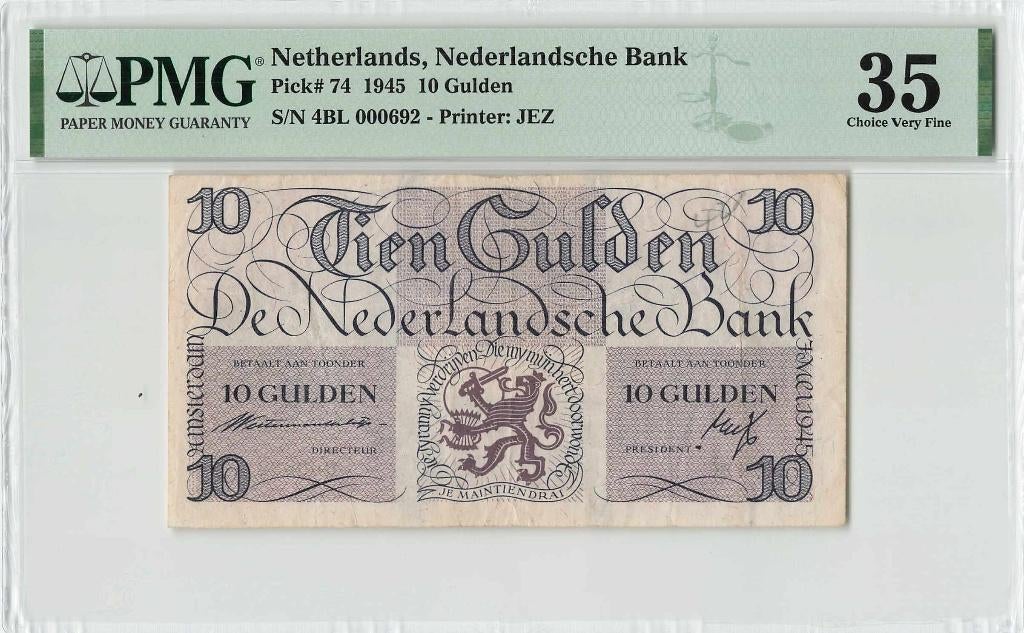 Mooi biljet 10 gulden geldzuivering Lieftinck na WOII, 1945, Postzegels en Munten, Bankbiljetten | Nederland, Ophalen of Verzenden