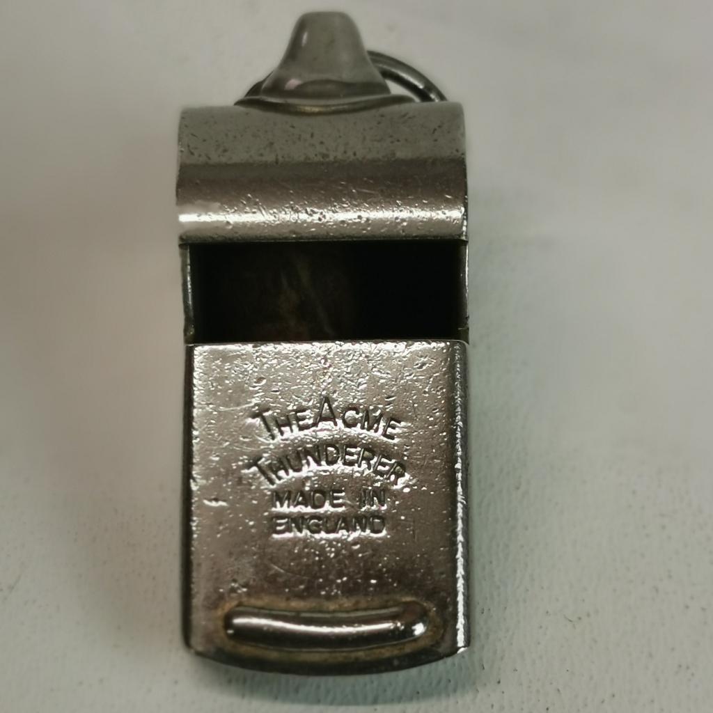 Vintage Metalen fluit met houten kogel, “The Acme Thunderer., Ophalen of Verzenden