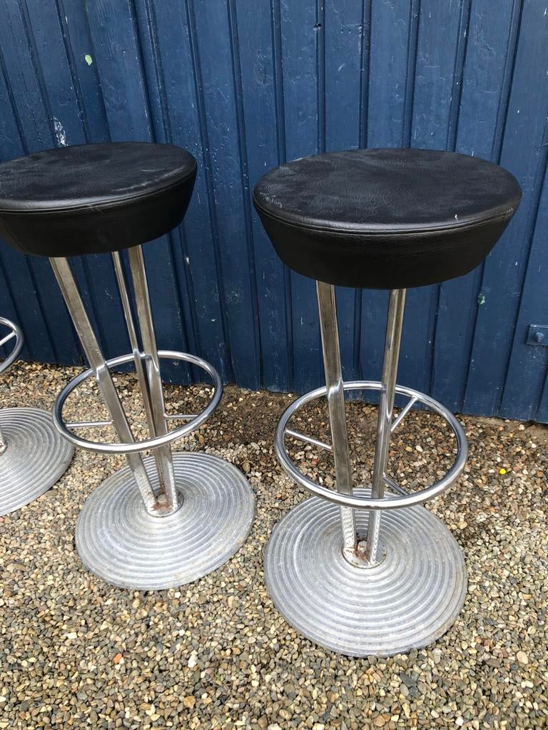 Vintage barkrukken set chrome onderstel, 2 krukken, Ophalen, Gebruikt, 60 tot 90 cm