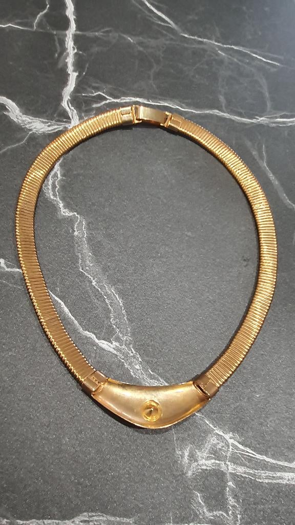 Vintage Yves Rocher Gouden Choker 80s, Sieraden, Tassen en Uiterlijk, Kettingen, Ophalen of Verzenden, Zo goed als nieuw, Goud