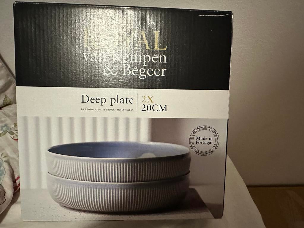 Royal Van Kempen & Begeer diepborden blauwe, Huis en Inrichting, Keuken | Servies, Nieuw, Bord(en), Effen, Aardewerk, Ophalen of Verzenden