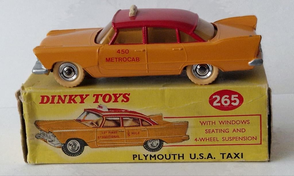 Dinky Toys Plymouth USA Taxi (modelnr. 265), Hobby en Vrije tijd, Modelauto's | 1:43, Verzenden, Gebruikt, Auto, Dinky Toys