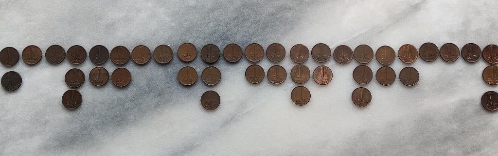 42 muntjes van 1 cent, Ophalen of Verzenden, Koningin Juliana