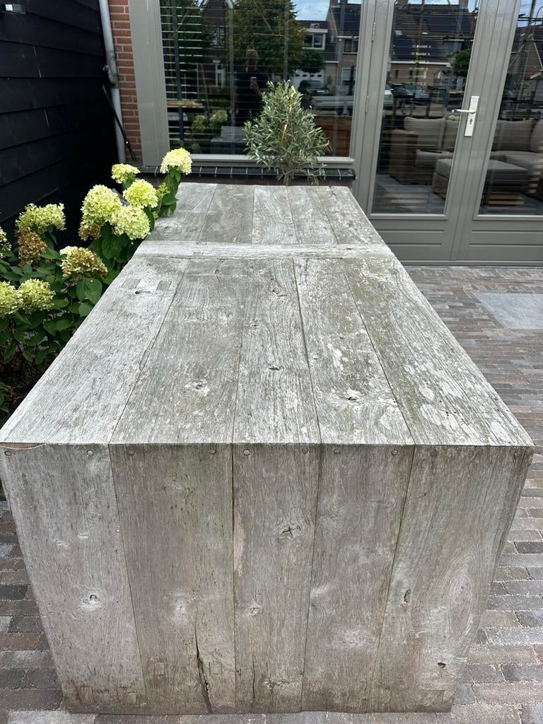 Robuuste houten buitentafel, Tuin en Terras, Tuintafels, Ophalen of Verzenden, Gebruikt, Rechthoekig, Hout