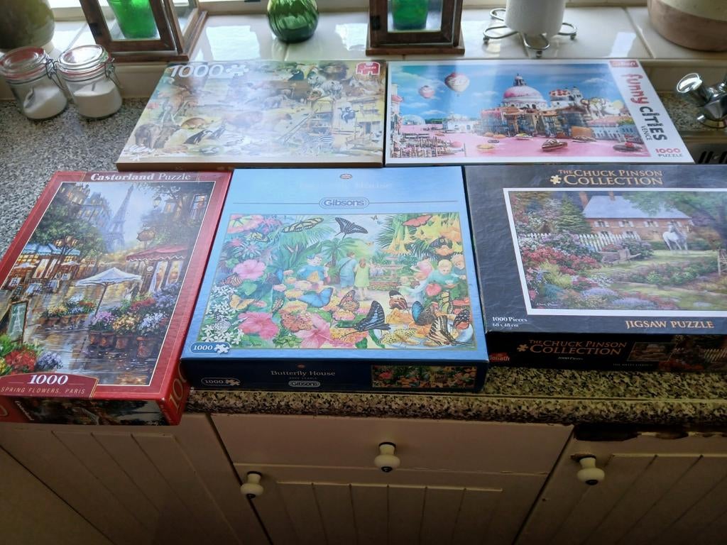 5 Complete puzzels, Hobby en Vrije tijd, Denksport en Puzzels, Ophalen of Verzenden, Zo goed als nieuw