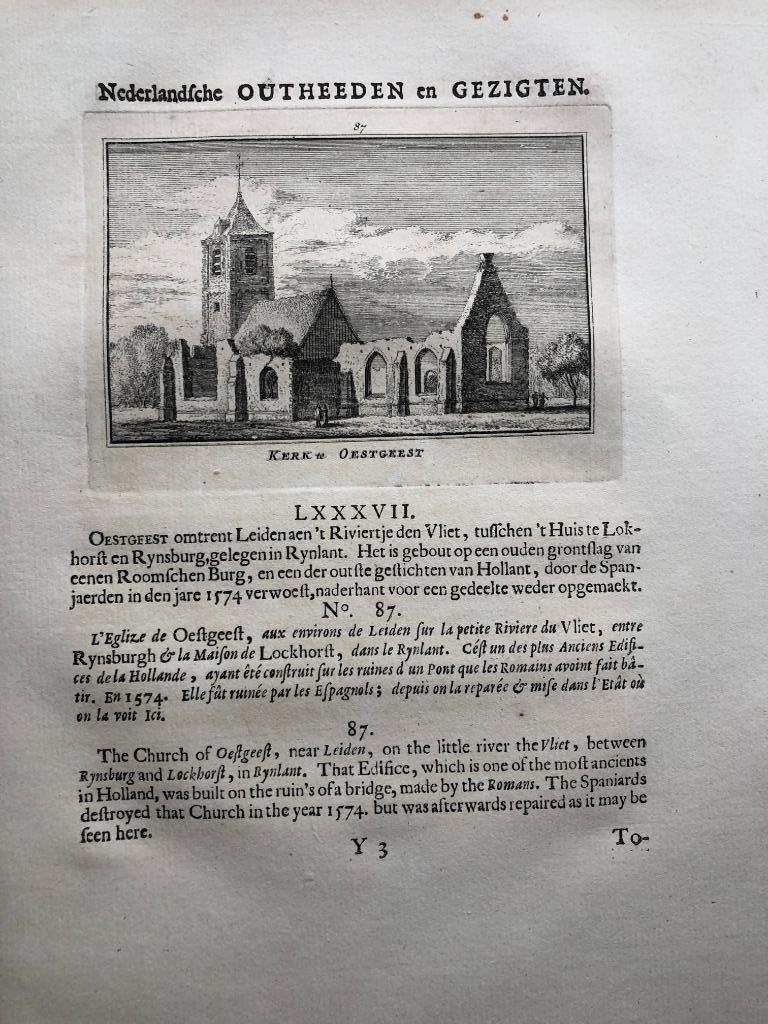 087 / Oestgeest de Kerk Kopergravure 1731, Ophalen of Verzenden