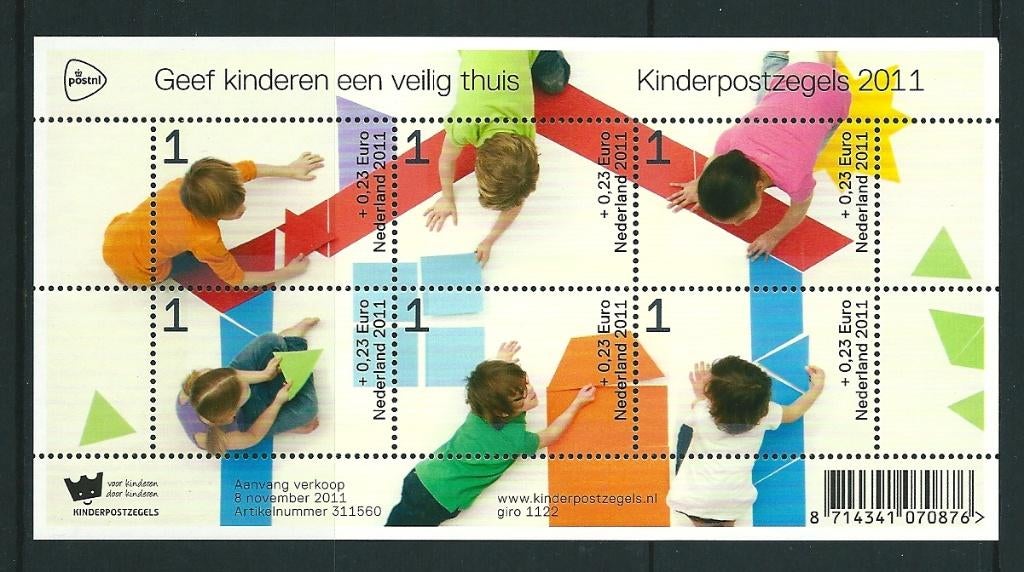Velletje kinderzegels 2011, no 2886 , Postfris, Ophalen of Verzenden, Postfris