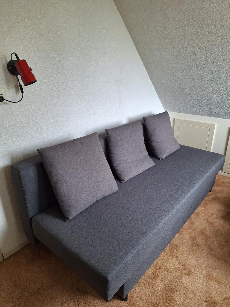 IKEA ÄLVDALEN 3-zits slaapbank Knisa grijsbeige, Huis en Inrichting, Ophalen, Tweepersoons, 140 cm, Zo goed als nieuw