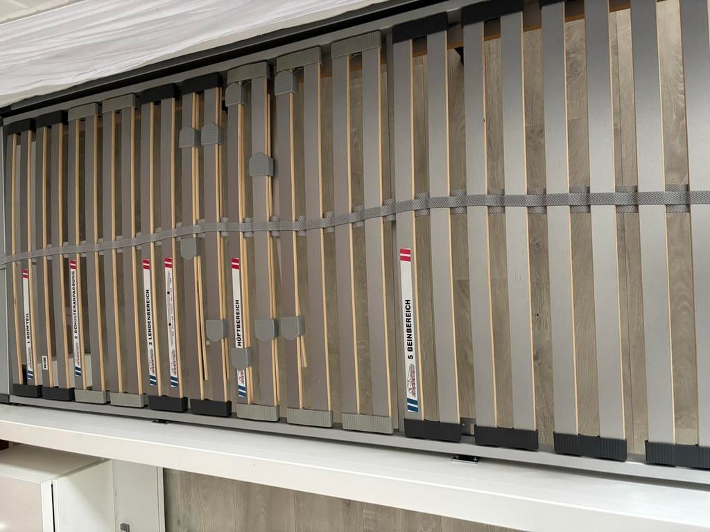 Wit Ledikant 200x160 cm met lattenbodems, Ophalen, Gebruikt, Wit, Tweepersoons