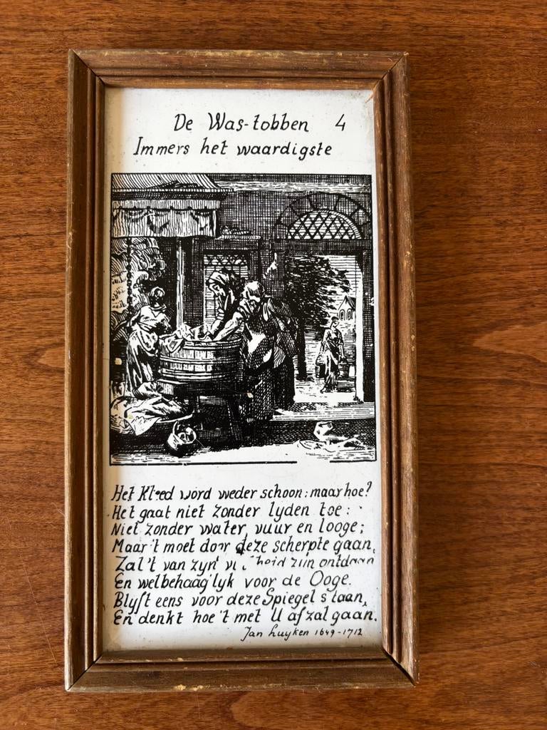 Antieke prent tegeltje, Ophalen