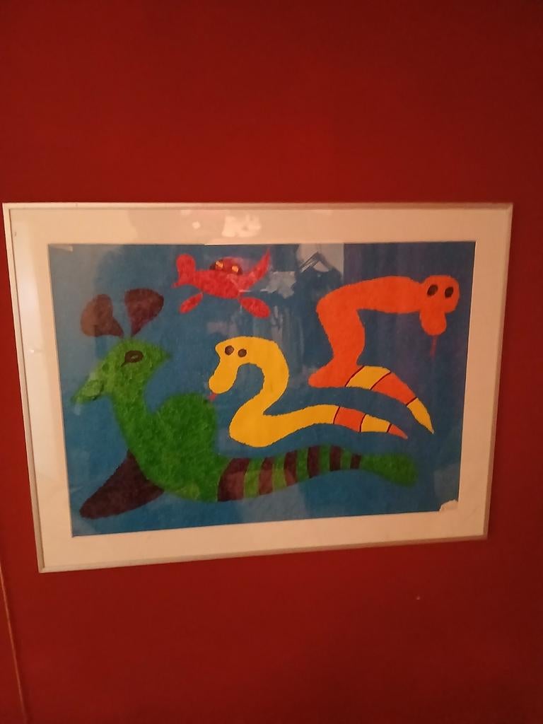 Abstract schilderij in aluminium wissellijst, Antiek en Kunst, Kunst | Litho's en Zeefdrukken, Ophalen of Verzenden