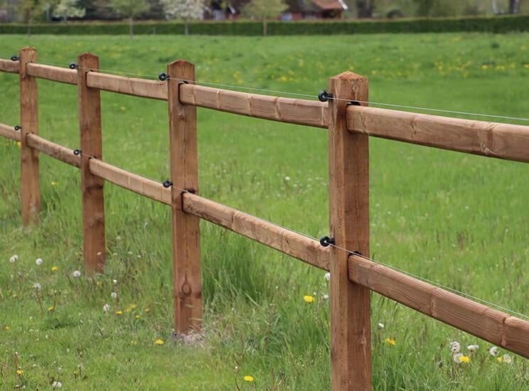 22. Omheining | houten omheining | doorsteek omheining, Weidegang, 4 paarden of pony's of meer