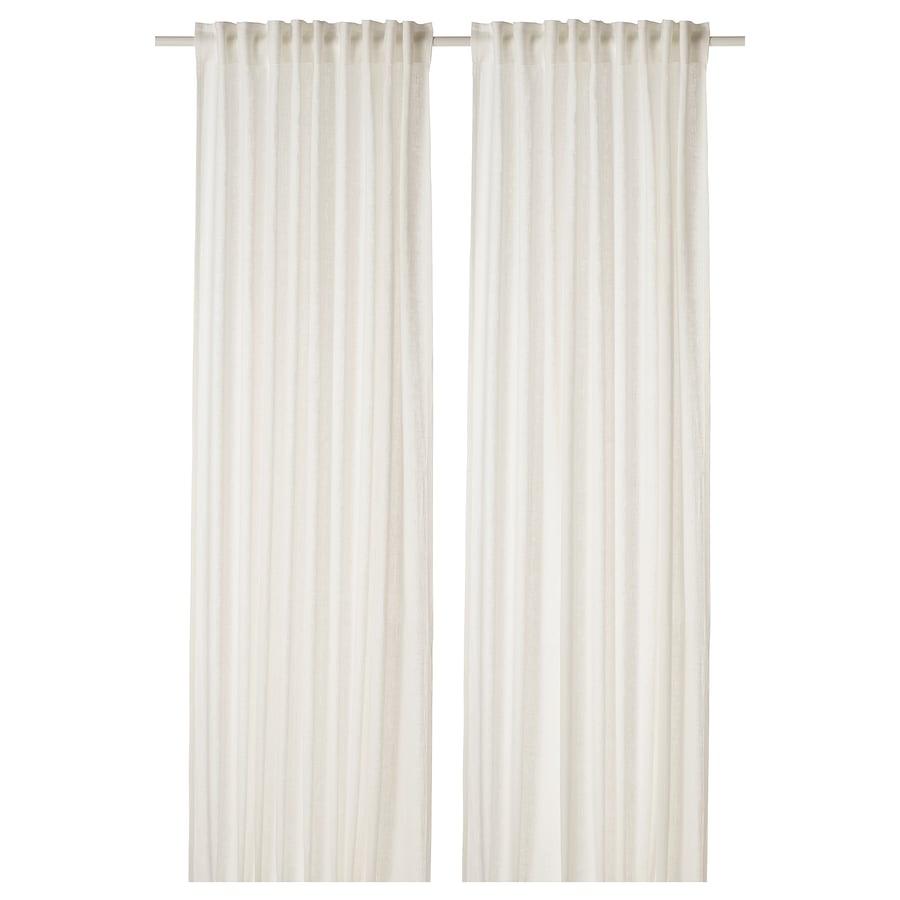 2 gebruikte Ikea witte Dytag gordijnen, Gebruikt, 100 tot 150 cm, 200 cm of meer, Wit