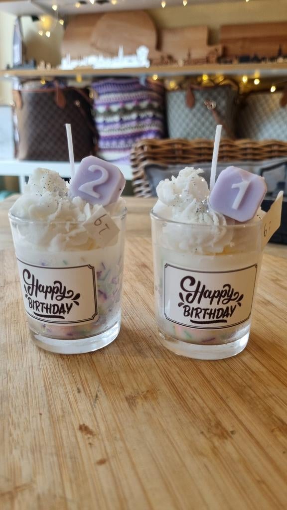 Handgemaakte paraffinevrije kaarsen in glas, Ophalen, Overige materialen, Wit, Nieuw