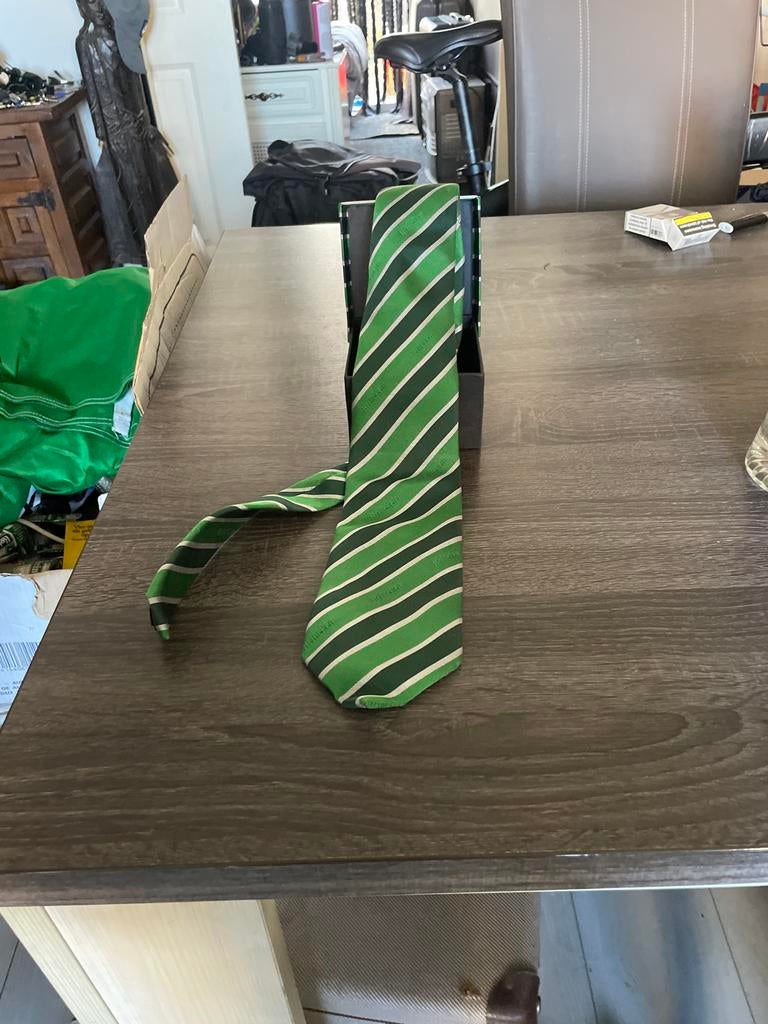 Heineken Stropdas - Groen gestreept, Kleding | Heren, Ophalen of Verzenden, Zo goed als nieuw, Groen, Met patroon