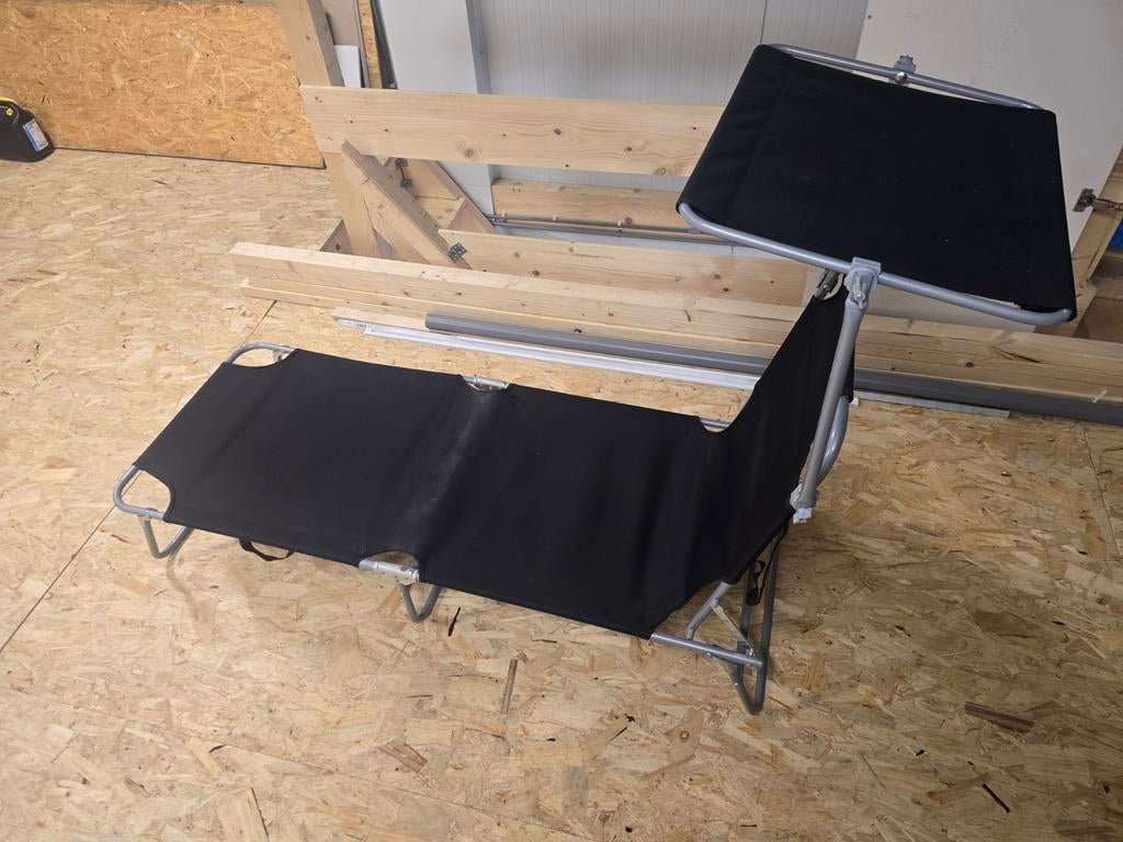 Zonnebed met zonnedak, Tuin en Terras, Ophalen of Verzenden, Metaal, Verstelbaar