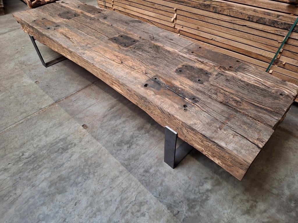 Oud eiken blanke balken Spoorbielzen  bielzen  Geborsteld