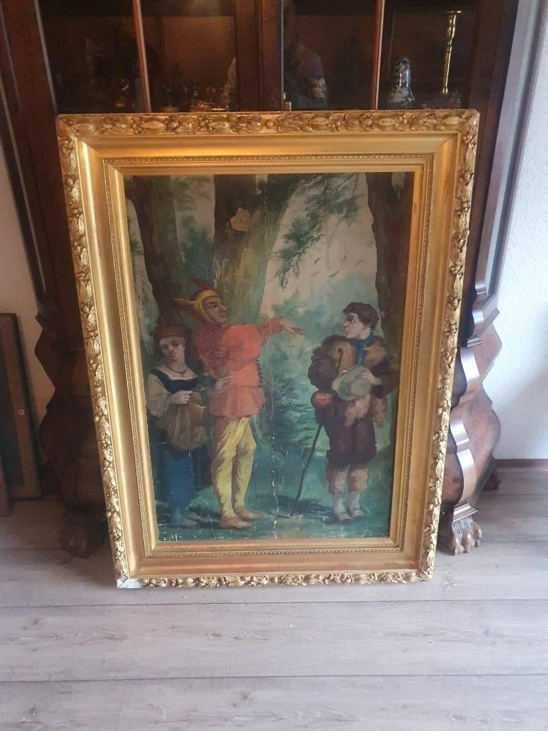 Antieke lijst(19e eeuw) met Schilderij-Oleografie, Antiek en Kunst, Kunst | Schilderijen | Klassiek, Ophalen