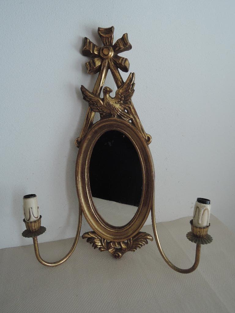 Ouderwetse goudgekleurde hanger met spiegeltje, Ophalen of Verzenden