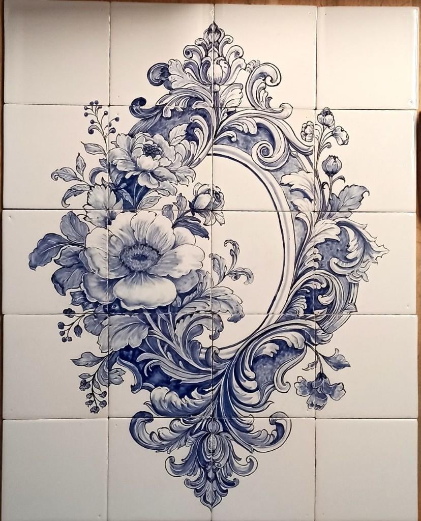prachtig tegeltableau, origineel, Barok, blauw, ambachtelijk, Doe-het-zelf en Verbouw, Overige materialen, Verzenden, Wandtegels