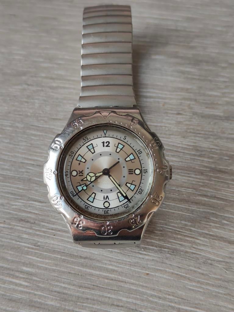 Swatch Irony Scuba Sealights horloge, Staal, Gebruikt, Staal, Polshorloge