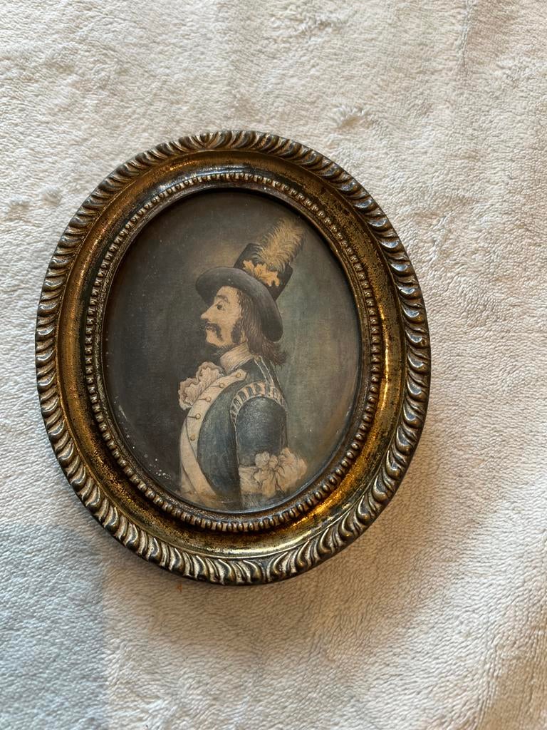 Pastel tekening van kapitein Knoll, Ophalen of Verzenden