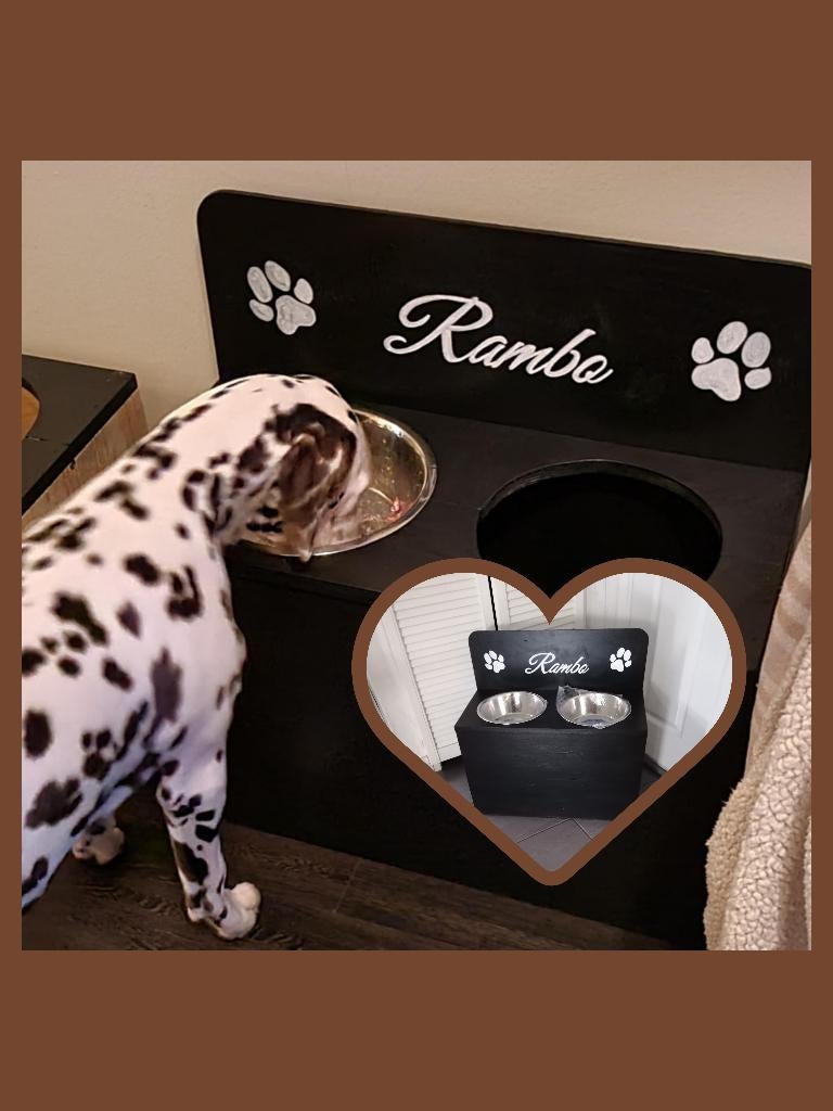 Voerbakstandaard met achterwand div maten leverbaar, Dieren en Toebehoren, Hondenvoerbakken en Drinkbakken, Info@rwhoutidee.nl