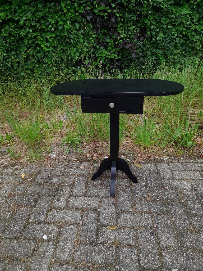 brocante oude vintage houten wijntafeltje met lade, Antiek en Kunst, Antiek | Meubels | Tafels, Ophalen of Verzenden