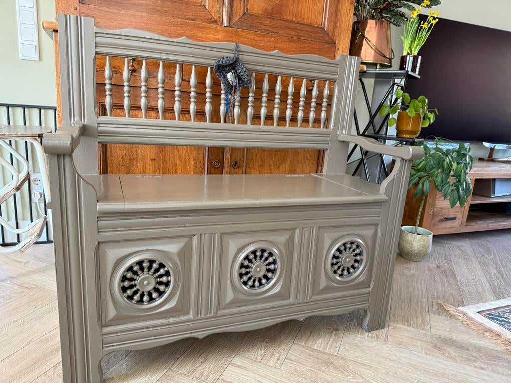 Klepbank, hal bank speelgoed bak bankje, Ophalen, Gebruikt, 75 tot 110 cm, 65 tot 100 cm