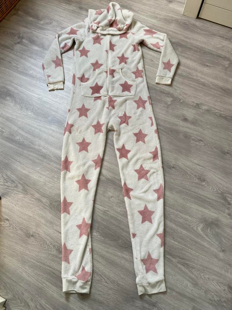 Dames Onesie gebroken wit met roze sterren, Kleding | Dames, Huispakken, Ophalen of Verzenden, Gedragen, Maat 38/40 (M), Wit