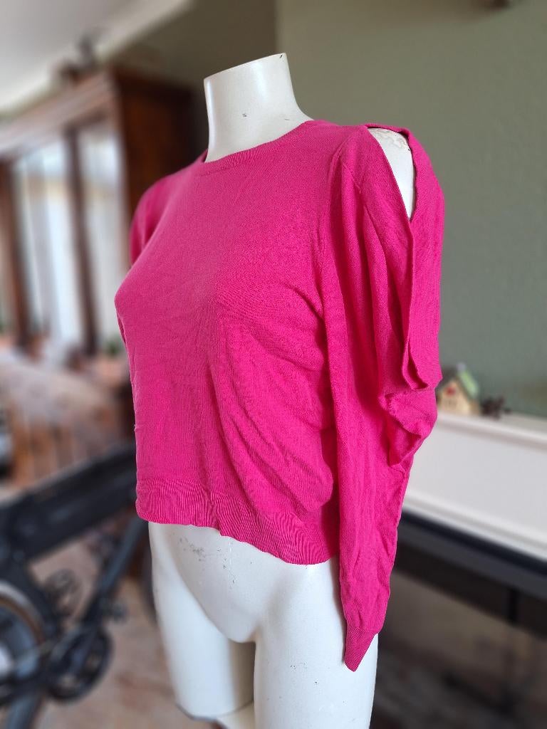 Sandro Ferrone hard roze trui met open schouders L, Verzenden, Zo goed als nieuw, Roze, Maat 42/44 (L)