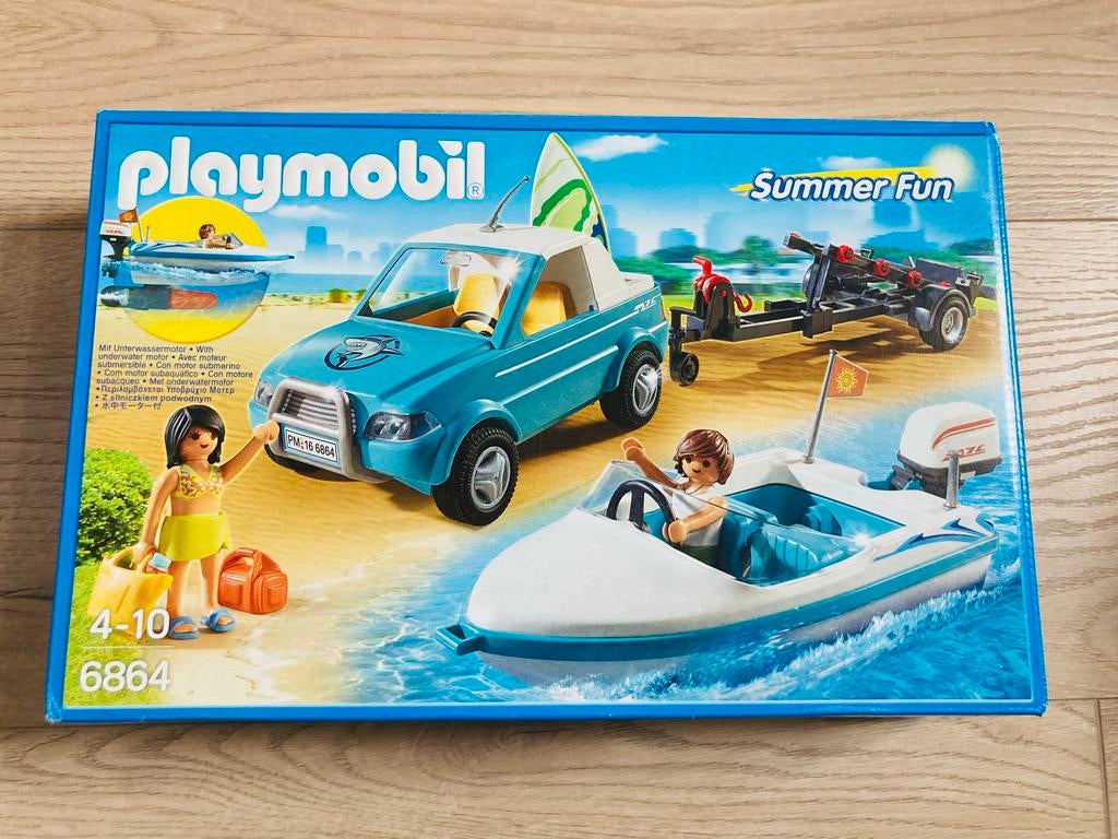 Playmobil 6864 Summer Fun auto met boot en trailer, Kinderen en Baby's, Speelgoed | Playmobil, Ophalen of Verzenden, Zo goed als nieuw