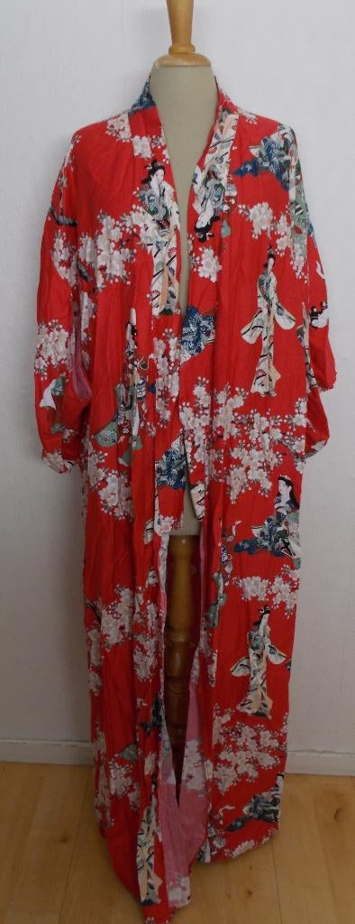 Aparte 100% katoenen Japans/Chinese print kimono/jurk! L, Kleding | Dames, Jurken, Verzenden, Maat 42/44 (L), Zo goed als nieuw
