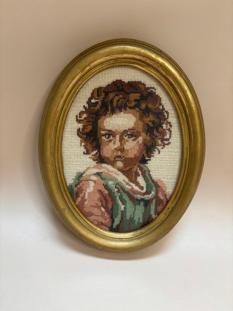 Vintage borduurwerk grumpy girl, Ophalen of Verzenden, Zo goed als nieuw, Handborduren, Overige typen