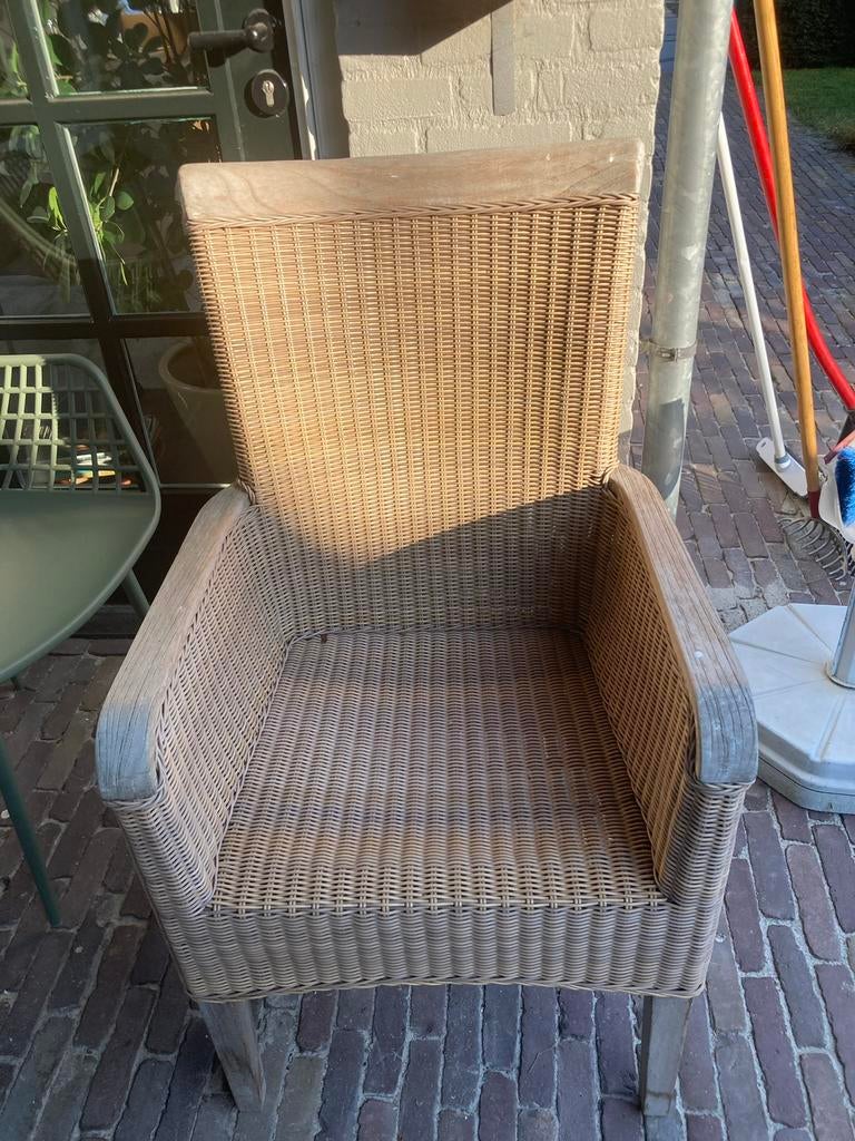 Teakhouten tuinstoel met kunststof “riet” zeer stevige stoel, Ophalen of Verzenden