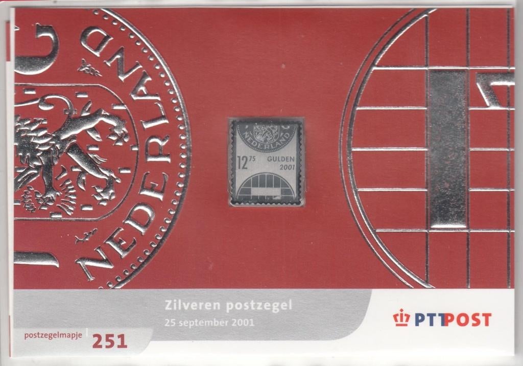 Nederland Postzegelmapje M251 met zilveren zegel van f 12,75, Ophalen of Verzenden, Na 1940, Postfris