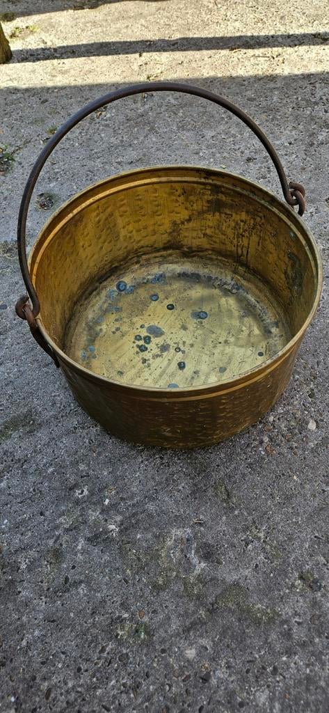 Oude koperen ketel / haardhout bak, Ophalen, Koper