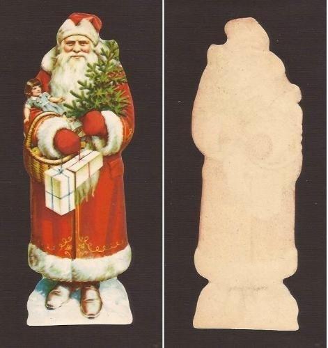 Kerstman 20 centimeter antiek poezieplaatje, Ophalen of Verzenden