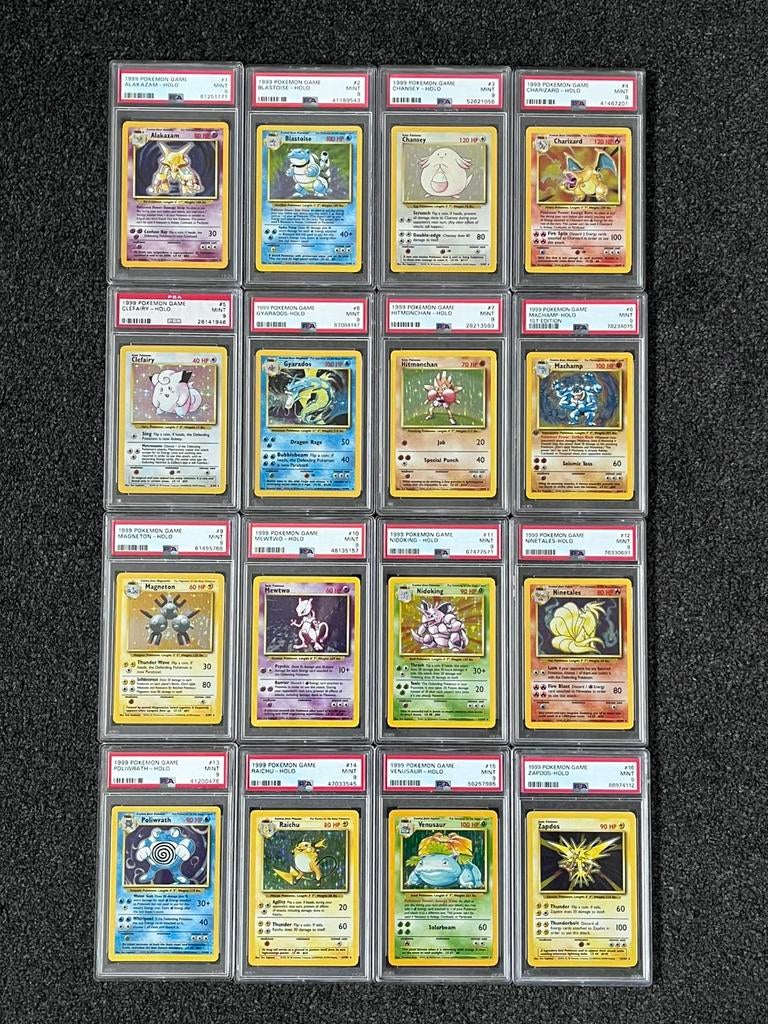 Pokémon Complete PSA 9 Holo Base set - 16 kaarten, Hobby en Vrije tijd, Verzamelkaartspellen | Pokémon, Ophalen of Verzenden, Zo goed als nieuw
