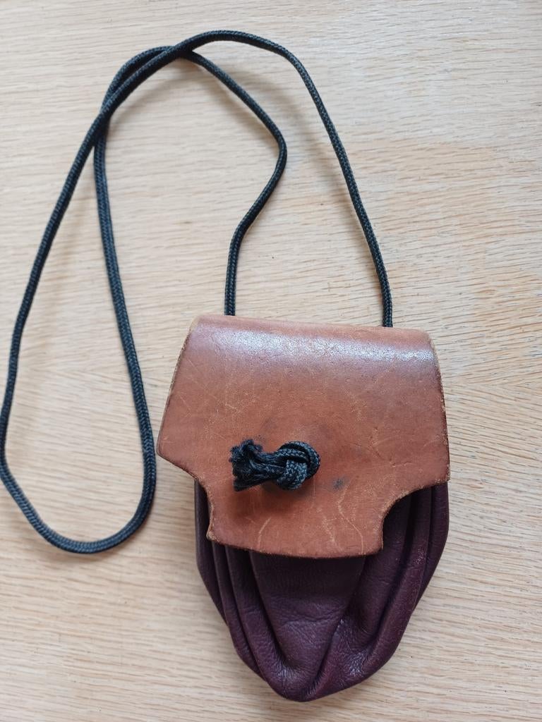 Leren geldbuidel - 14 cm hoog, Ophalen of Verzenden, Gebruikt