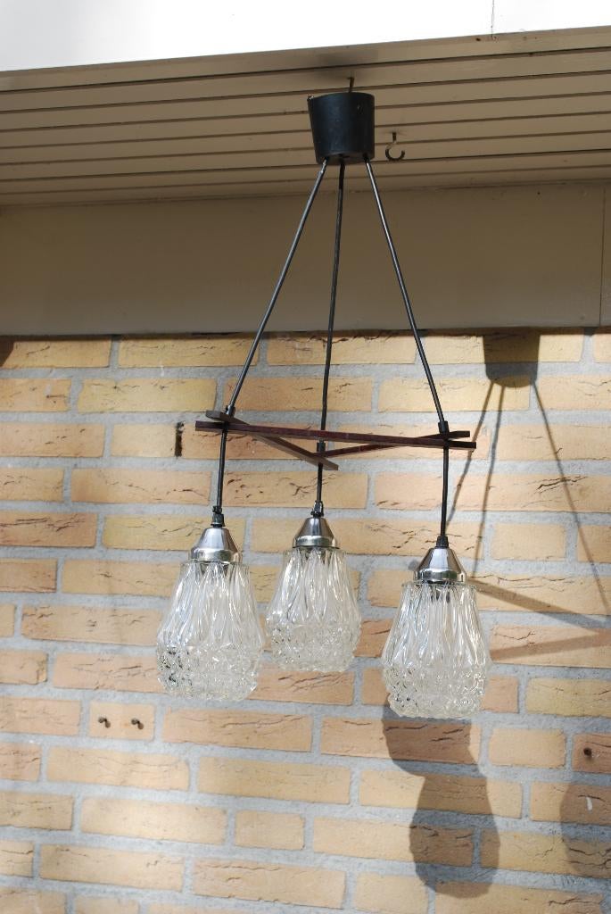 Vintage lamp met drie kelken, Huis en Inrichting, Lampen | Hanglampen, Gebruikt, Vintage, Ophalen of Verzenden, Nb
