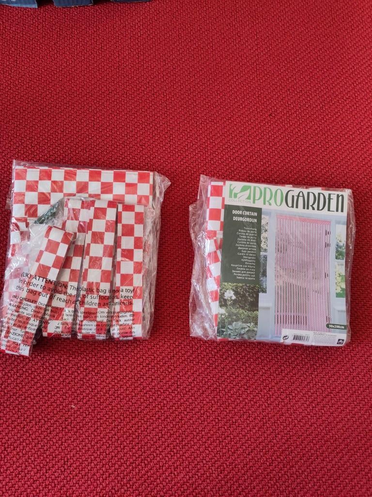 Deurgordijn rood/wit geruit vliegengordijn plastic, Nieuw, Rood, Minder dan 100 cm, 50 tot 100 cm